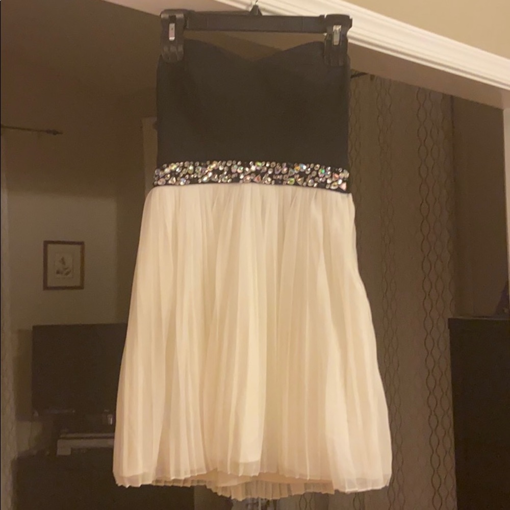 Black and white homecoming dress with slits